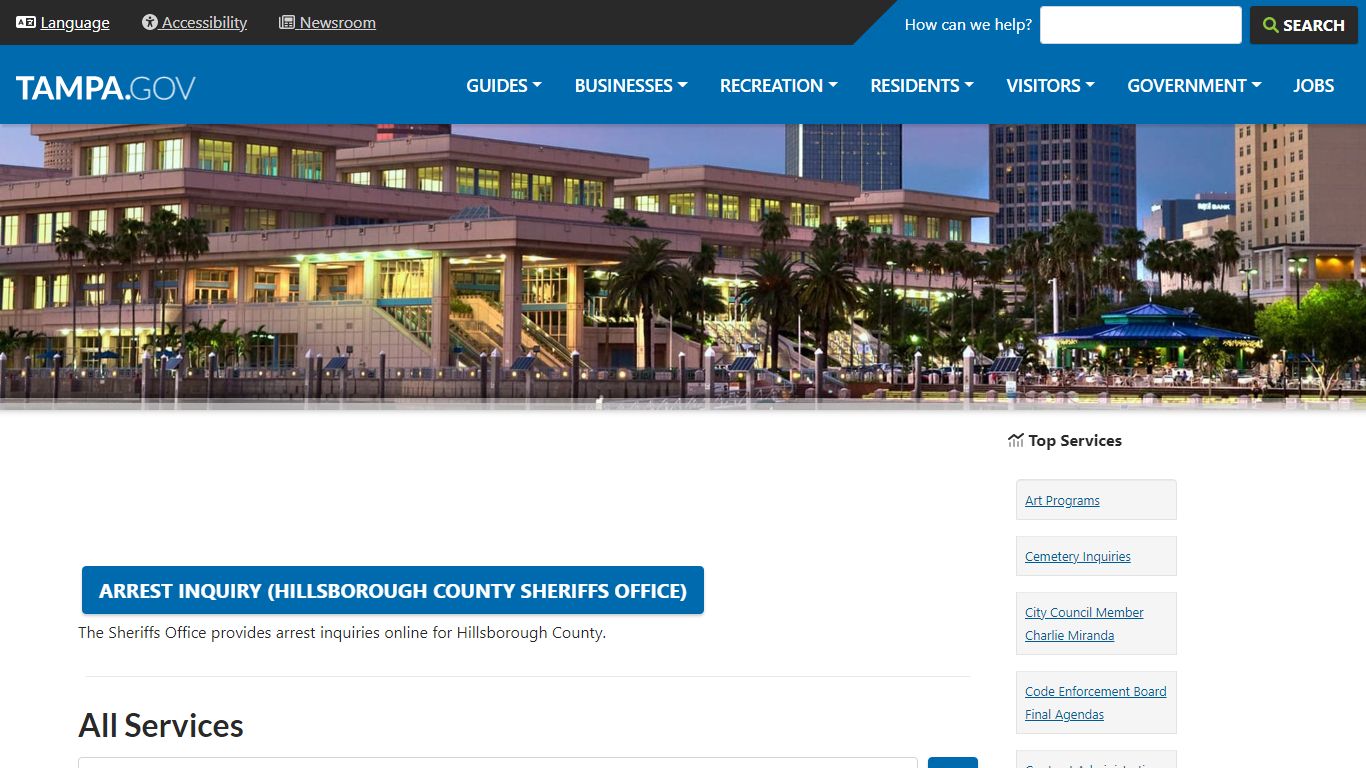 Arrest Inquiry (Hillsborough County Sheriffs Office) - City of Tampa